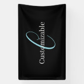 編集可能な筆記体スクリプトモノグラムブラックブルーホワイト 横断幕 (縦)