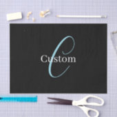 編集可能な筆記体スクリプトモノグラムブラックブルーホワイト 薄葉紙 (クラフト)