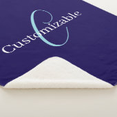 編集可能な筆記体スクリプトモノグラム紫がかった青 シェルパブランケット (3/4)