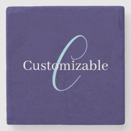 編集可能な筆記体スクリプトモノグラム紫がかった青 ストーンコースター