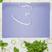 編集可能な筆記体スクリプト |ホワイトとパープルバイオレット キッチンタオル (折り畳み)