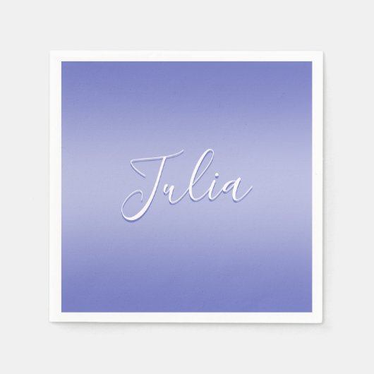 編集可能な筆記体スクリプト |ホワイトとパープルバイオレット スタンダードカクテルナプキン (正面)