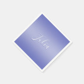 編集可能な筆記体スクリプト |ホワイトとパープルバイオレット スタンダードカクテルナプキン (角)