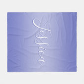 編集可能な筆記体スクリプト |ホワイトとパープルバイオレット フリースブランケット (正面(横))