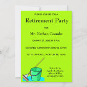 編集可能な管理人の管理人モップとペール退職 招待状 (正面)