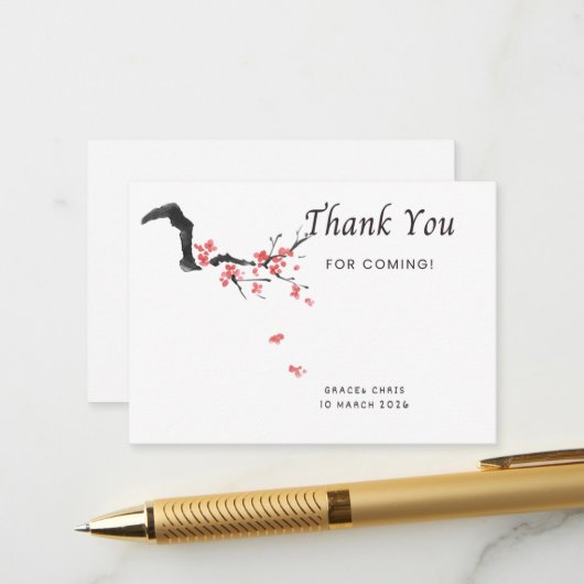 編集可能な結婚式の御礼状 Blossom Thank You Note エンクロージャーカード (正面/裏面インサイチュ)