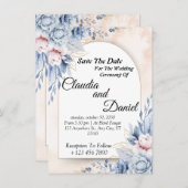 編集可能な結婚式の花の招待状テンプレート 招待状 (正面/裏面)