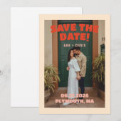 編集可能な結婚式の「Save the Date」テンプレート | 大胆なデザイン (正面/裏面)