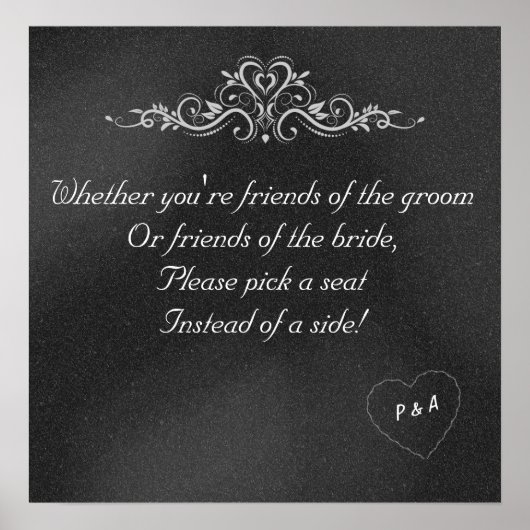 編集可能な結婚黒板の座席ポスター ポスター (正面)