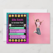 編集可能な絵文字の誕生日写真招待状 招待状 (正面)