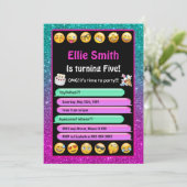 編集可能な絵文字の誕生日招待状 招待状 (スタンド正面)