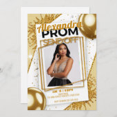 編集可能な絶妙プロム送信金ゴールドグリッター 招待状 (正面/裏面)