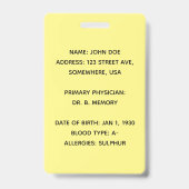 編集可能な緊急識別カード バッジ (裏面)