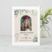 編集可能な緑の写真大学院招待状パーティーカード 招待状 (スタンド正面)