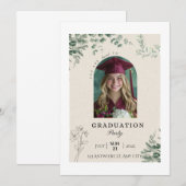 編集可能な緑の写真大学院招待状パーティーカード 招待状 (正面/裏面)