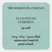 編集可能な緑色の麻ろうそくラベル スクエアシール (正面)