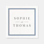 編集可能な縁ど色モダンクラシック結婚の スタンダードカクテルナプキン (正面)