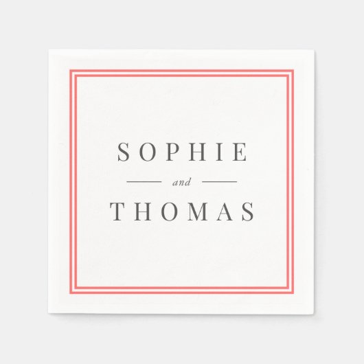編集可能な縁ど色モダンクラシック結婚の スタンダードカクテルナプキン (正面)