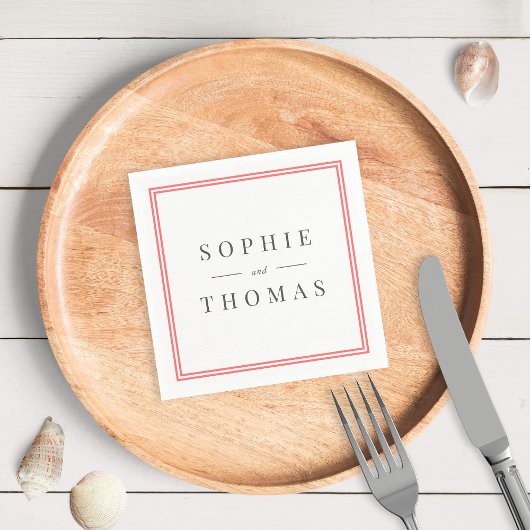 編集可能な縁ど色モダンクラシック結婚の スタンダードカクテルナプキン