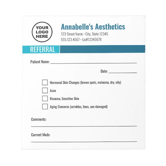 編集可能な美性紹介メモ帳 ノートパッド (正面)