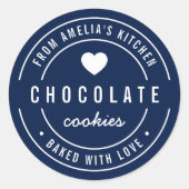 編集可能な背景焼いた色(愛) ラウンドシール (正面)