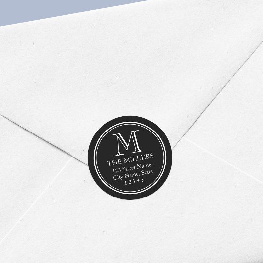 編集可能な背景色の名前モノグラムアドレス ラウンドシール