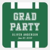 編集可能な背景色の多様性の卒業パーティー スクエアシール (正面)