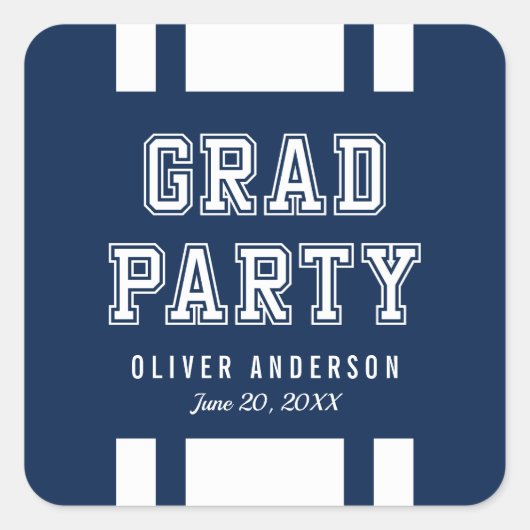 編集可能な背景色の多様性の卒業パーティー スクエアシール (正面)