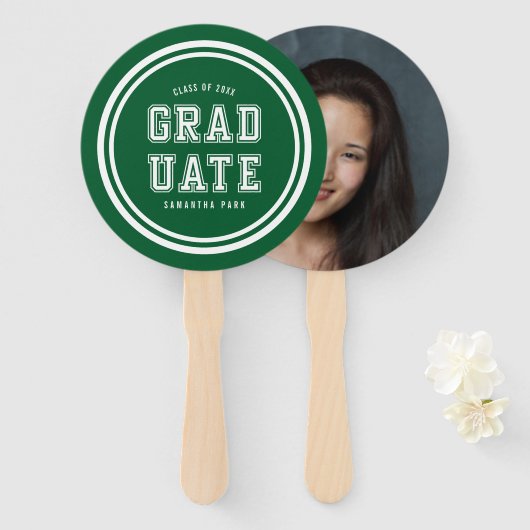 編集可能な背景色の多様性の大学院写真 ハンドファン (正面&裏面)