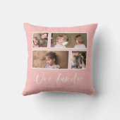 編集可能な背景色の家族の写真コラージュ クッション (裏面)