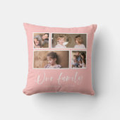 編集可能な背景色の家族の写真コラージュ クッション (正面)