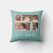 編集可能な背景色の家族の写真コラージュ クッション (裏面)