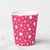 編集可能な背景色の白い星 紙コップ (正面)