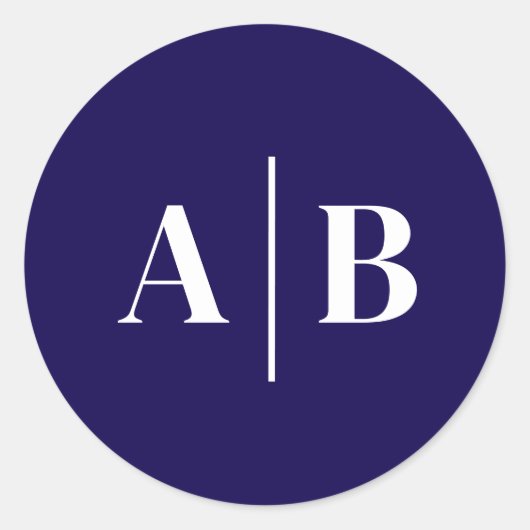 編集可能な背景色の結婚式モノグラム ラウンドシール (正面)