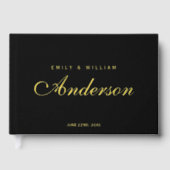 編集可能な背景色エレガントなウェディングスクリプト ゲストブック (正面)