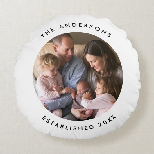 編集可能な背景色フォトの追加モダン ラウンドクッション (正面)