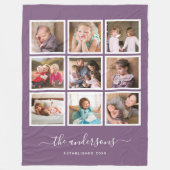 編集可能な背景色フォトコラージスクリプト フリースブランケット (正面)