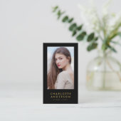 編集可能な背景色プロファイルのヘッドショットフォト 名刺 (スタンド正面)