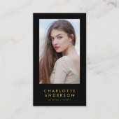 編集可能な背景色プロファイルのヘッドショットフォト 名刺 (正面)