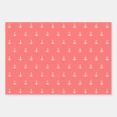 編集可能な背景色ホワイトいかり 航海の ラッピングペーパーシート (正面)