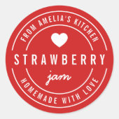 編集可能な背景色ホームメイドと愛 ラウンドシール (正面)