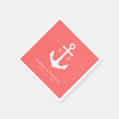 編集可能な背景色モノグラムいかり結婚ズ スタンダードカクテルナプキン (角)