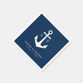 編集可能な背景色モノグラムいかり結婚ズ スタンダードカクテルナプキン (角)