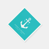 編集可能な背景色モノグラムいかり結婚ズ スタンダードカクテルナプキン (角)