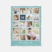 編集可能な背景色モノグラムフォトコラージュ フリースブランケット (正面)