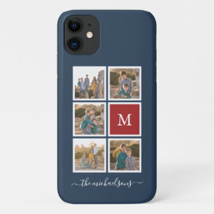 編集可能な背景色モノグラムフォトコラージュ iPhone 11 ケース