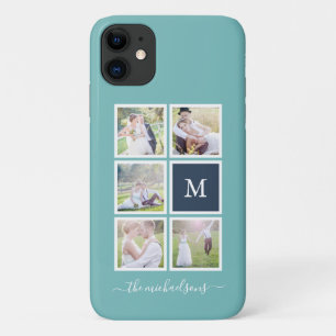 編集可能な背景色モノグラムフォトコラージュ iPhone 11 ケース