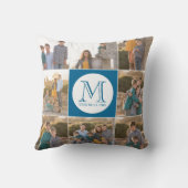 編集可能な背景色ラウンドモノグラム写真 クッション (裏面)