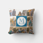 編集可能な背景色ラウンドモノグラム写真 クッション (正面)