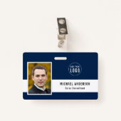 編集可能な背景色ロゴの写真名を追加 バッジ (正面クリップ)